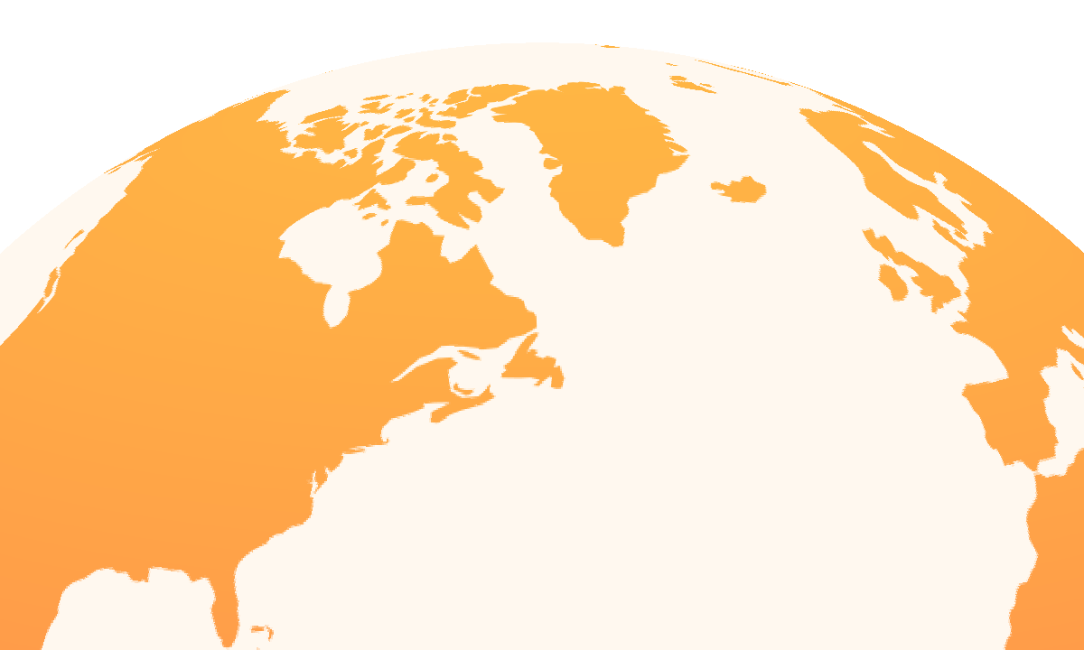 Orange continents on a cropped northern hemisphere